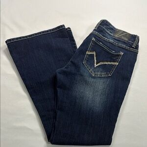 Vanity Blue Boot Cut Jeans with Subtle Fading